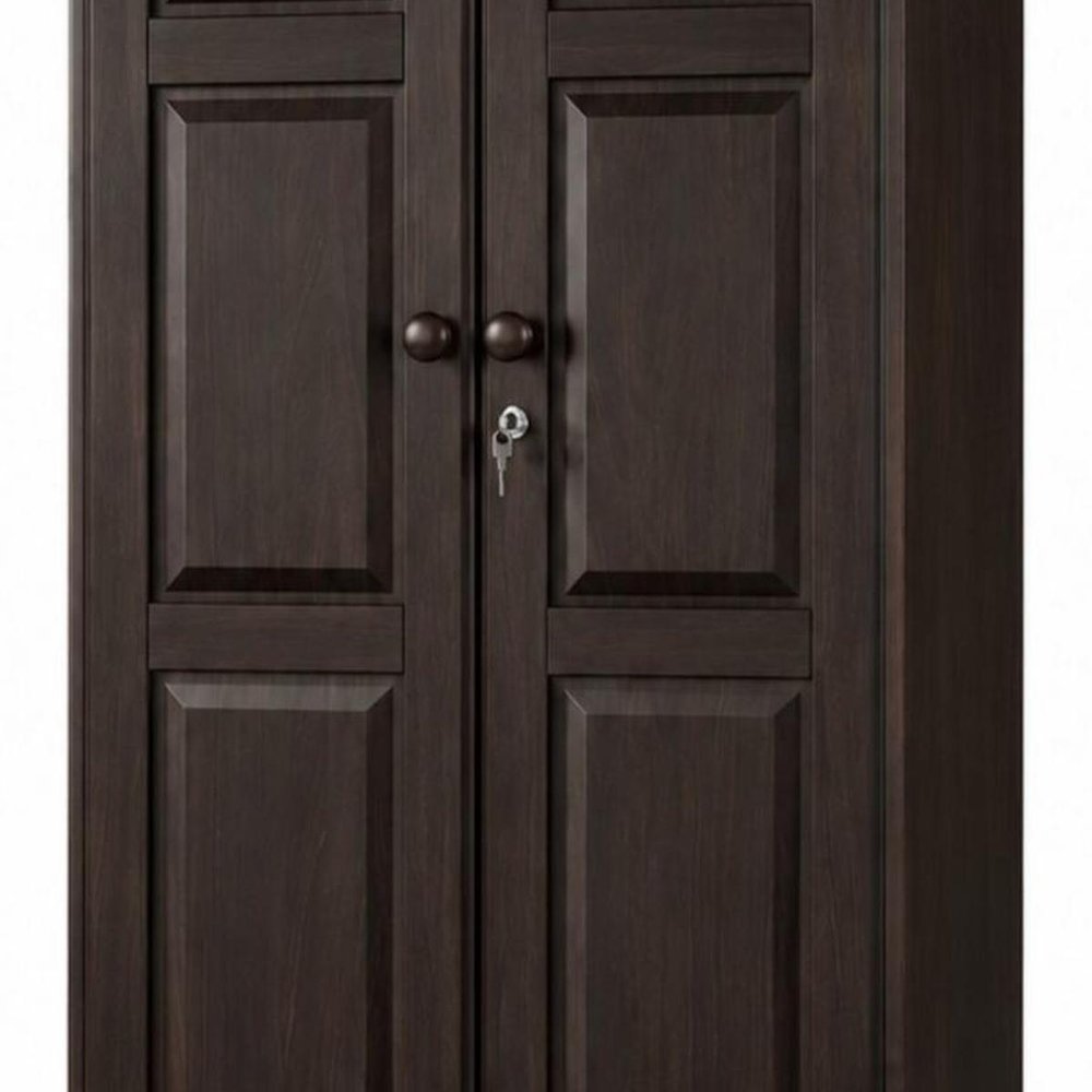 72" Coffee Solid Wood Two Door Single Drawer Combo Dresser