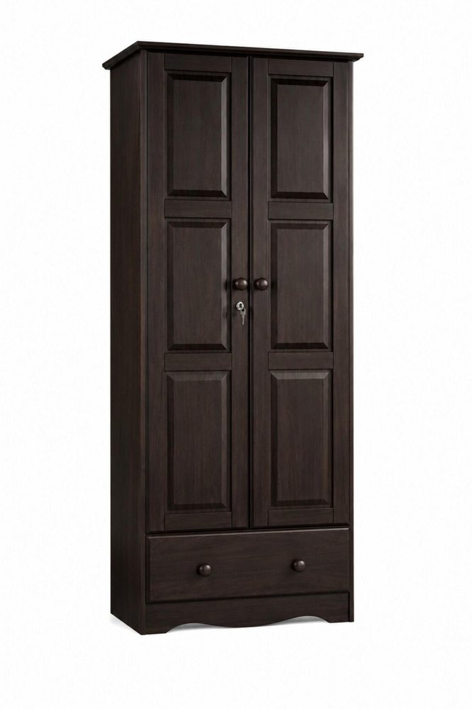 72" Coffee Solid Wood Two Door Single Drawer Combo Dresser