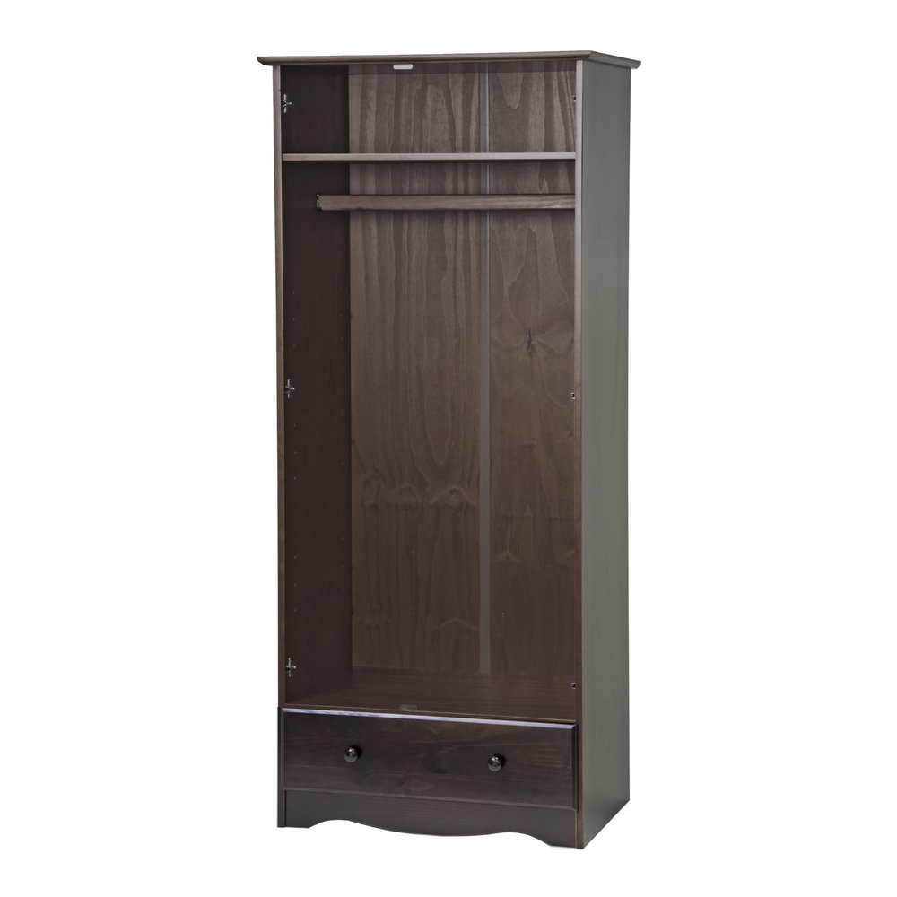 72" Coffee Solid Wood Two Door Single Drawer Combo Dresser