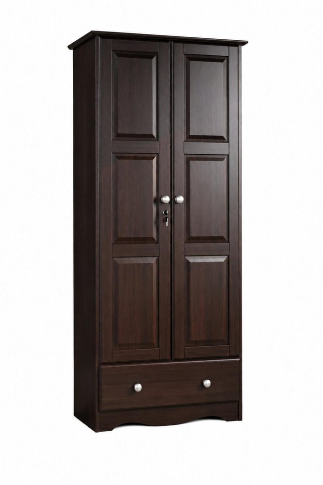 72" Coffee Solid Wood Two Door Single Drawer Combo Dresser