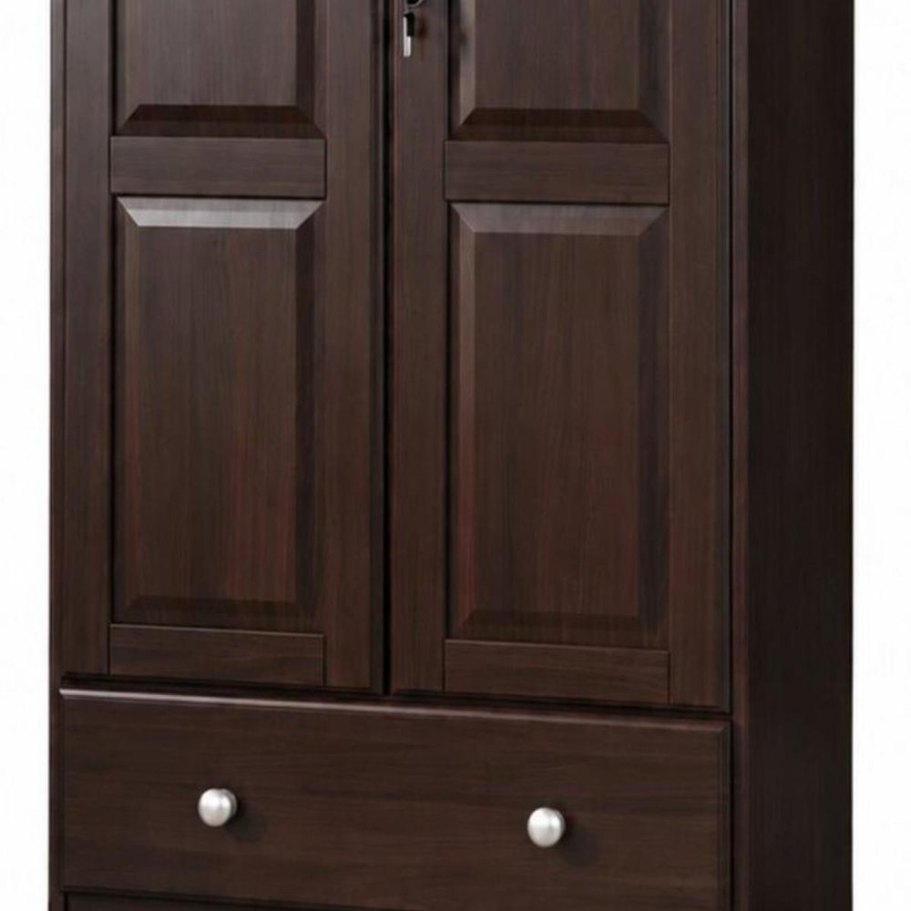 72" Coffee Solid Wood Two Door Single Drawer Combo Dresser
