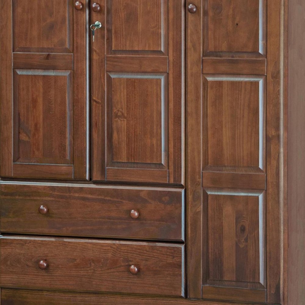 72" Coffee Solid Wood Three Door Two Drawer Combo Dresser