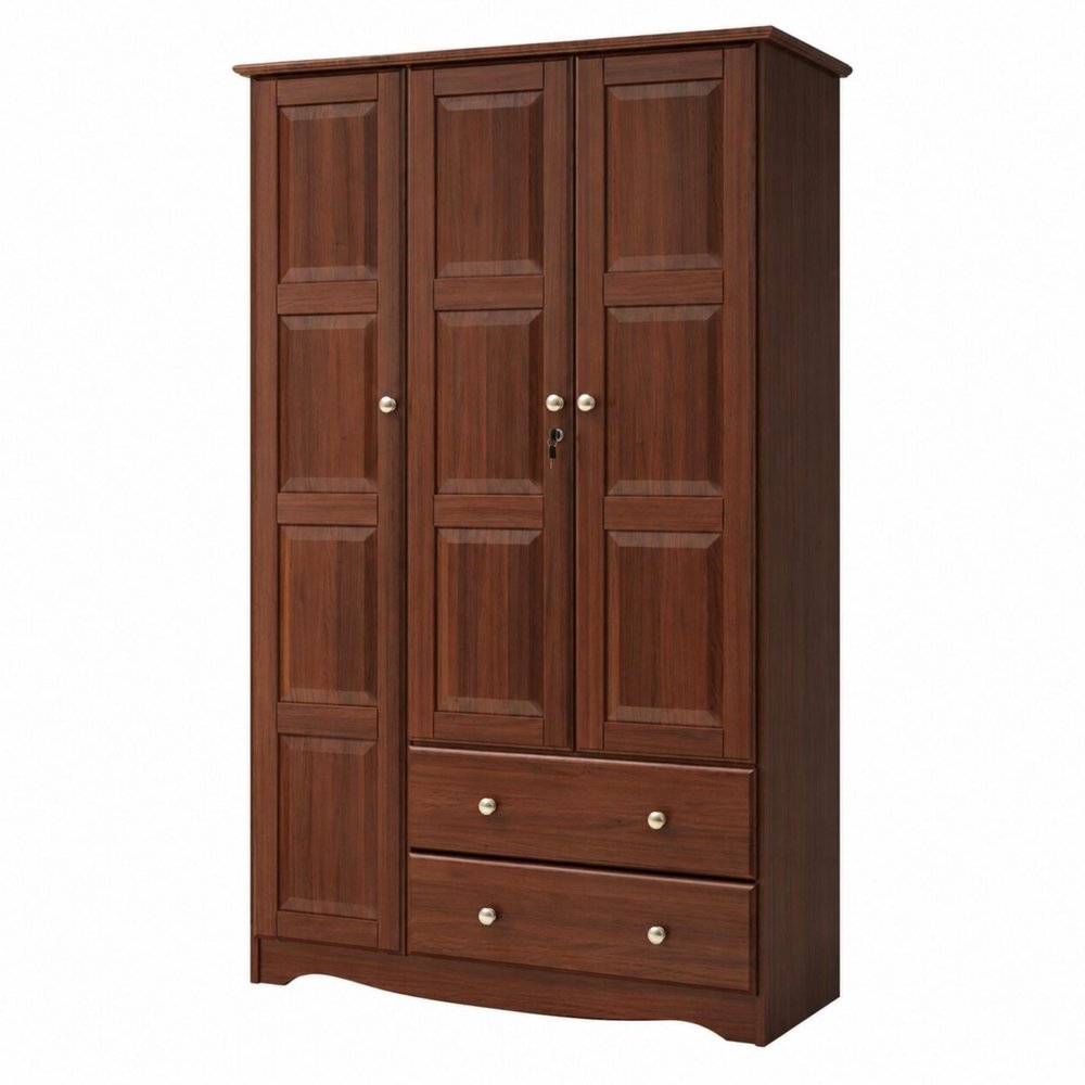 72" Coffee Solid Wood Three Door Two Drawer Combo Dresser