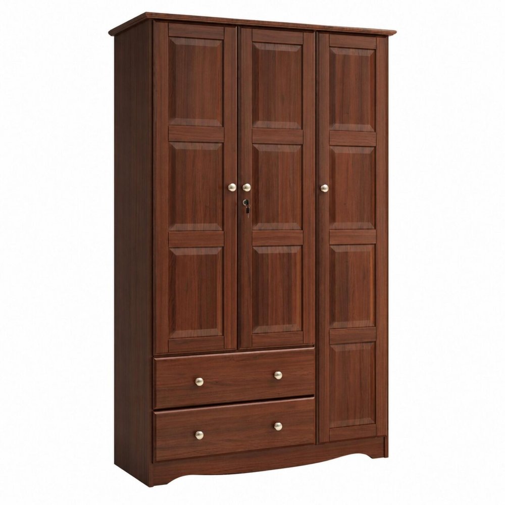 72" Coffee Solid Wood Three Door Two Drawer Combo Dresser