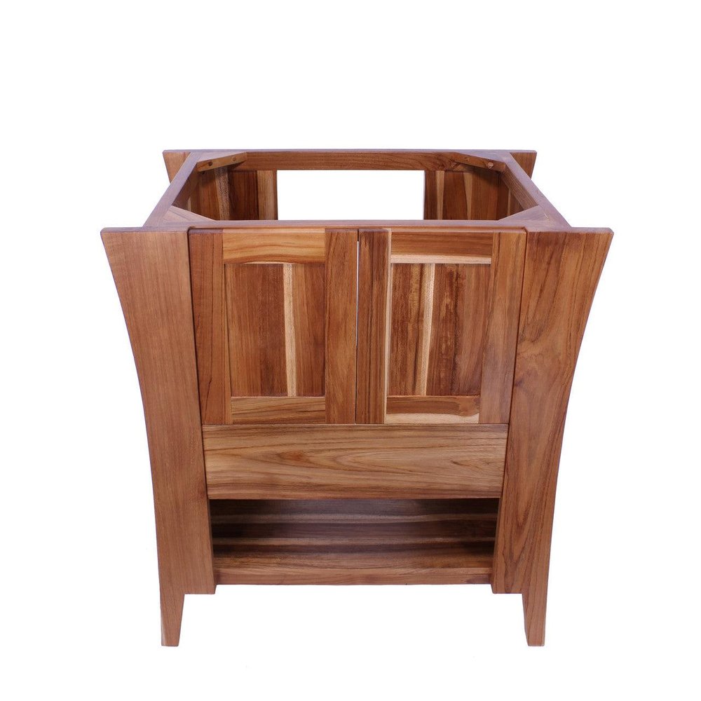 30" Light Brown Solid Wood Freestanding Double Door Bathroom Vanity