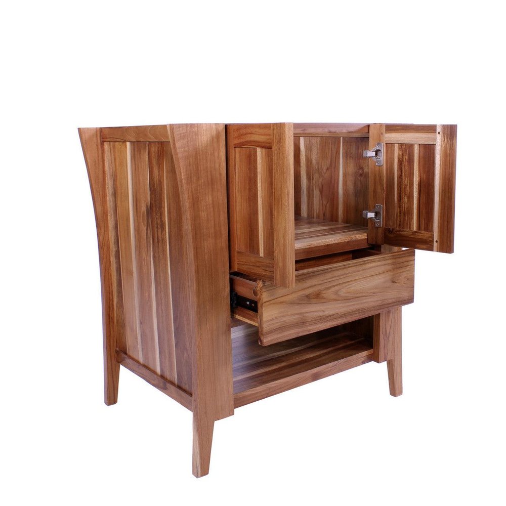 30" Light Brown Solid Wood Freestanding Double Door Bathroom Vanity