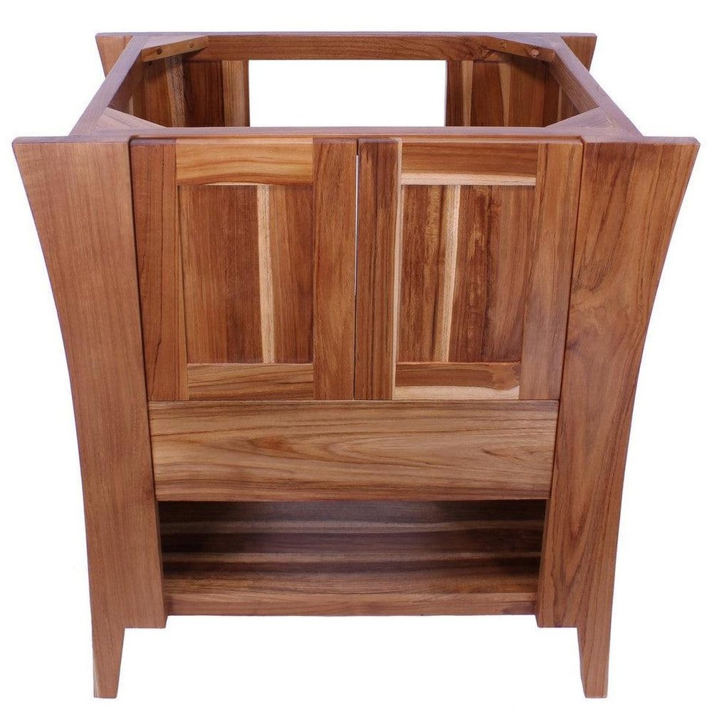 30" Light Brown Solid Wood Freestanding Double Door Bathroom Vanity