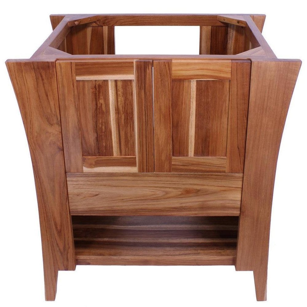 30" Light Brown Solid Wood Freestanding Double Door Bathroom Vanity
