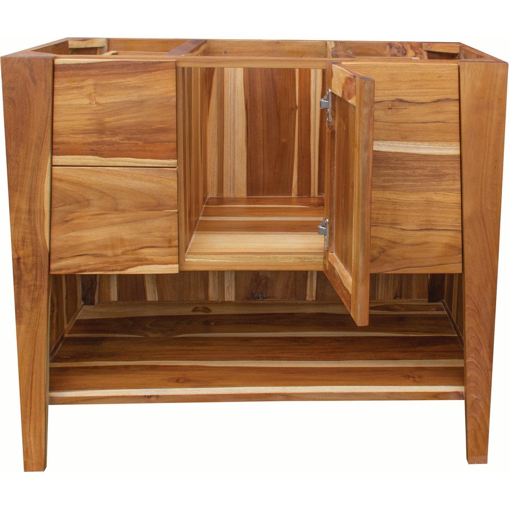 36" Light Brown Solid Wood Freestanding Single Door Bathroom Vanity And Four Drawers