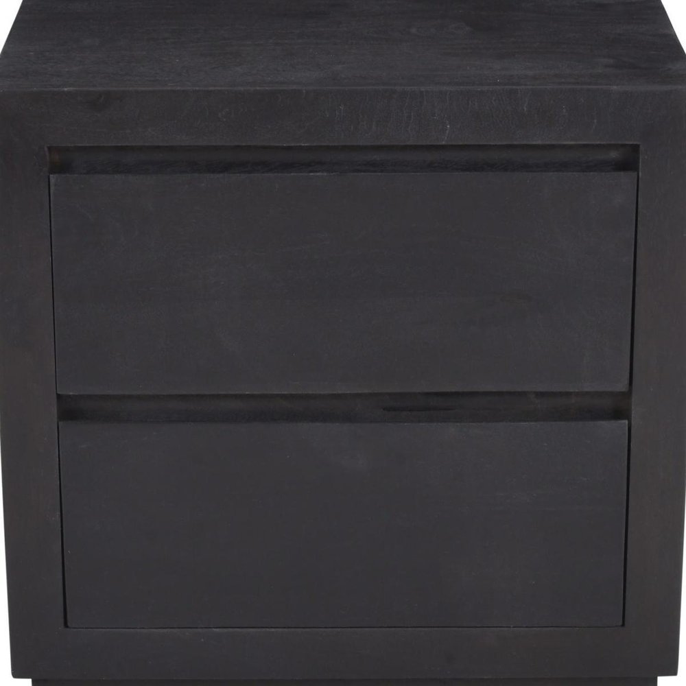 24" Brown Solid Wood Distressed Two Drawer Nightstand