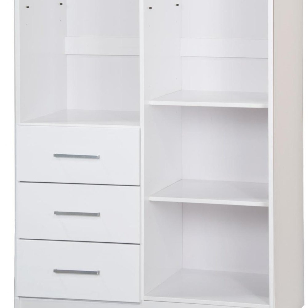 72" White Solid Wood Two Door Three Drawer Combo Dresser
