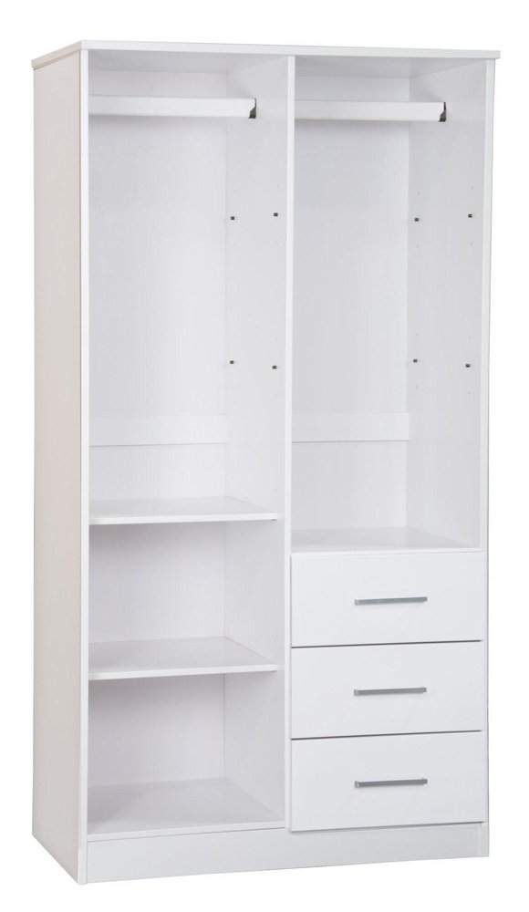 72" White Solid Wood Two Door Three Drawer Combo Dresser
