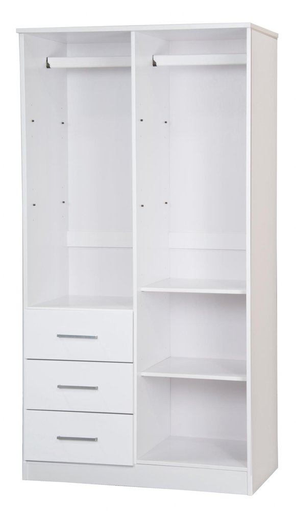 72" White Solid Wood Two Door Three Drawer Combo Dresser