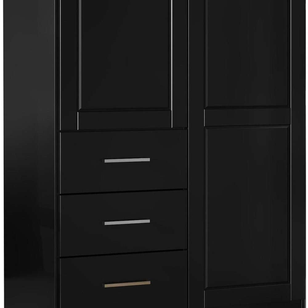 72" White Solid Wood Two Door Three Drawer Combo Dresser