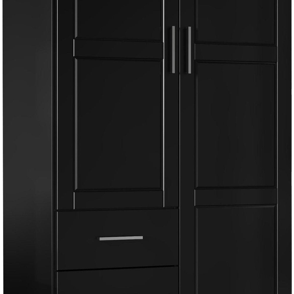 72" White Solid Wood Two Door Three Drawer Combo Dresser