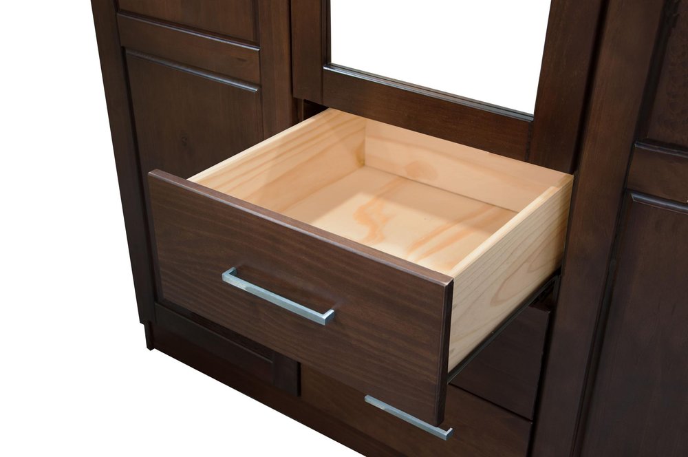 72" White Solid Wood Mirrored Two Door Three Drawer Combo Dresser