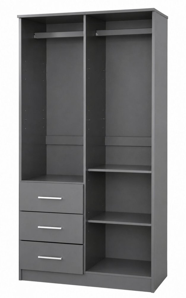 72" White Solid Wood Mirrored Two Door Three Drawer Combo Dresser