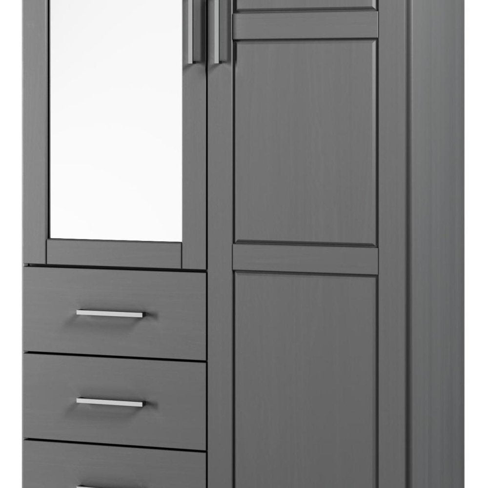 72" White Solid Wood Mirrored Two Door Three Drawer Combo Dresser