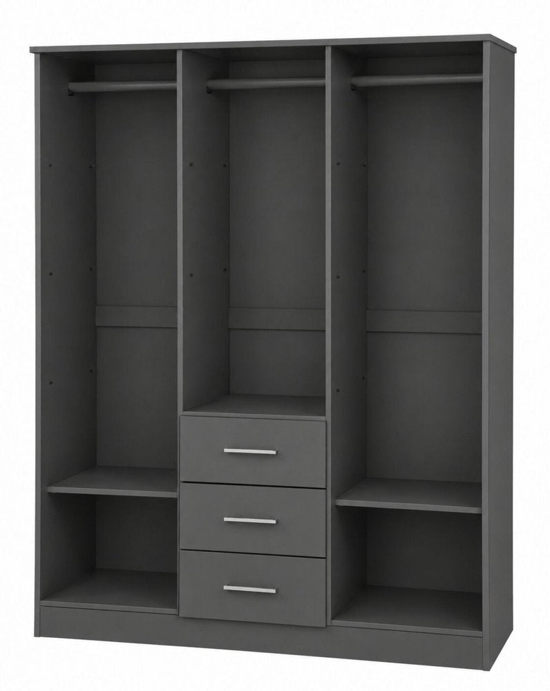 72" White Solid Wood Three Door Three Drawer Combo Dresser