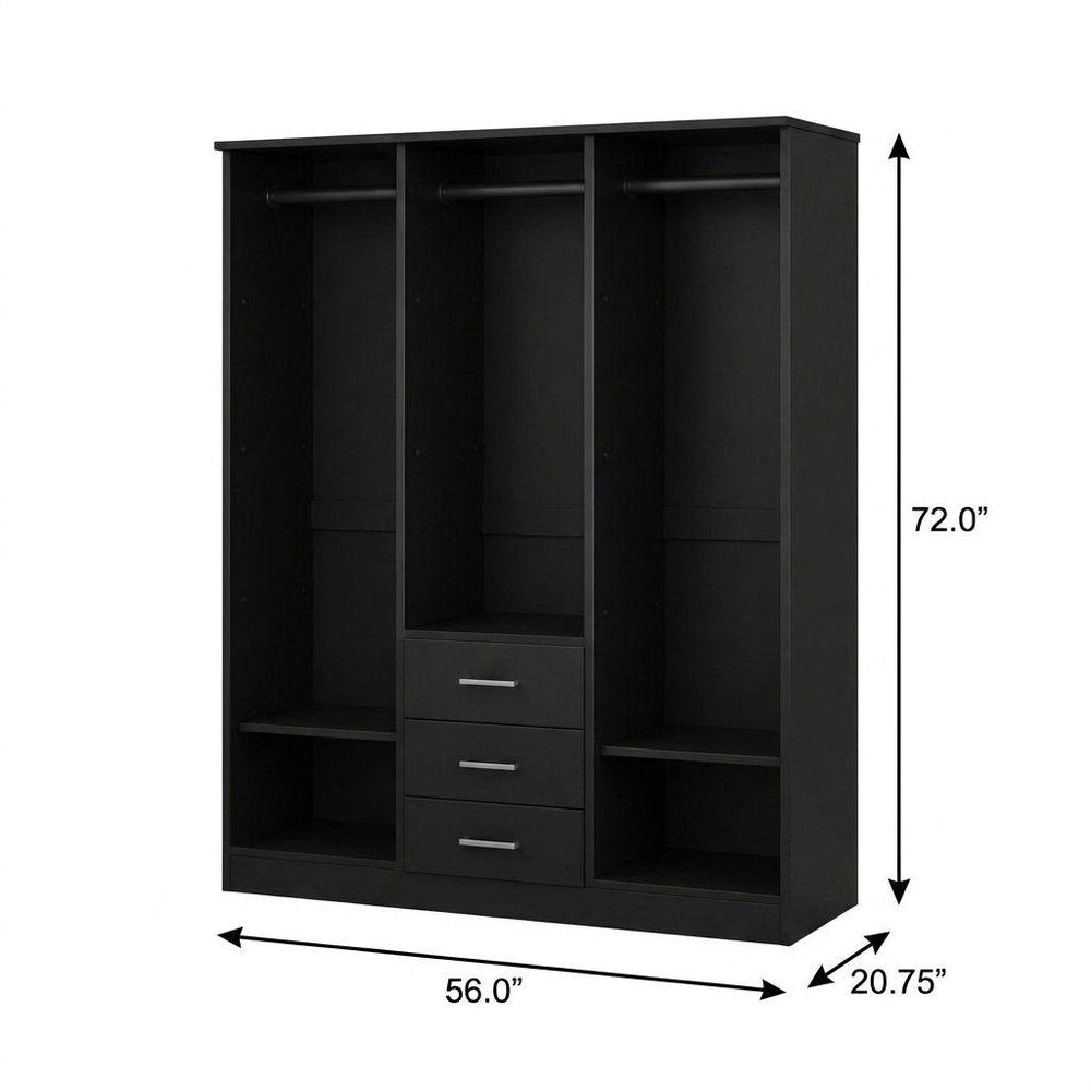 72" White Solid Wood Three Door Three Drawer Combo Dresser