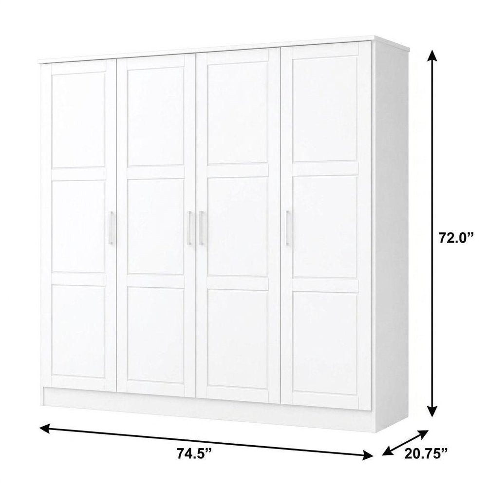 72" Gray Solid Wood Mirrored Four Door Combo Dresser