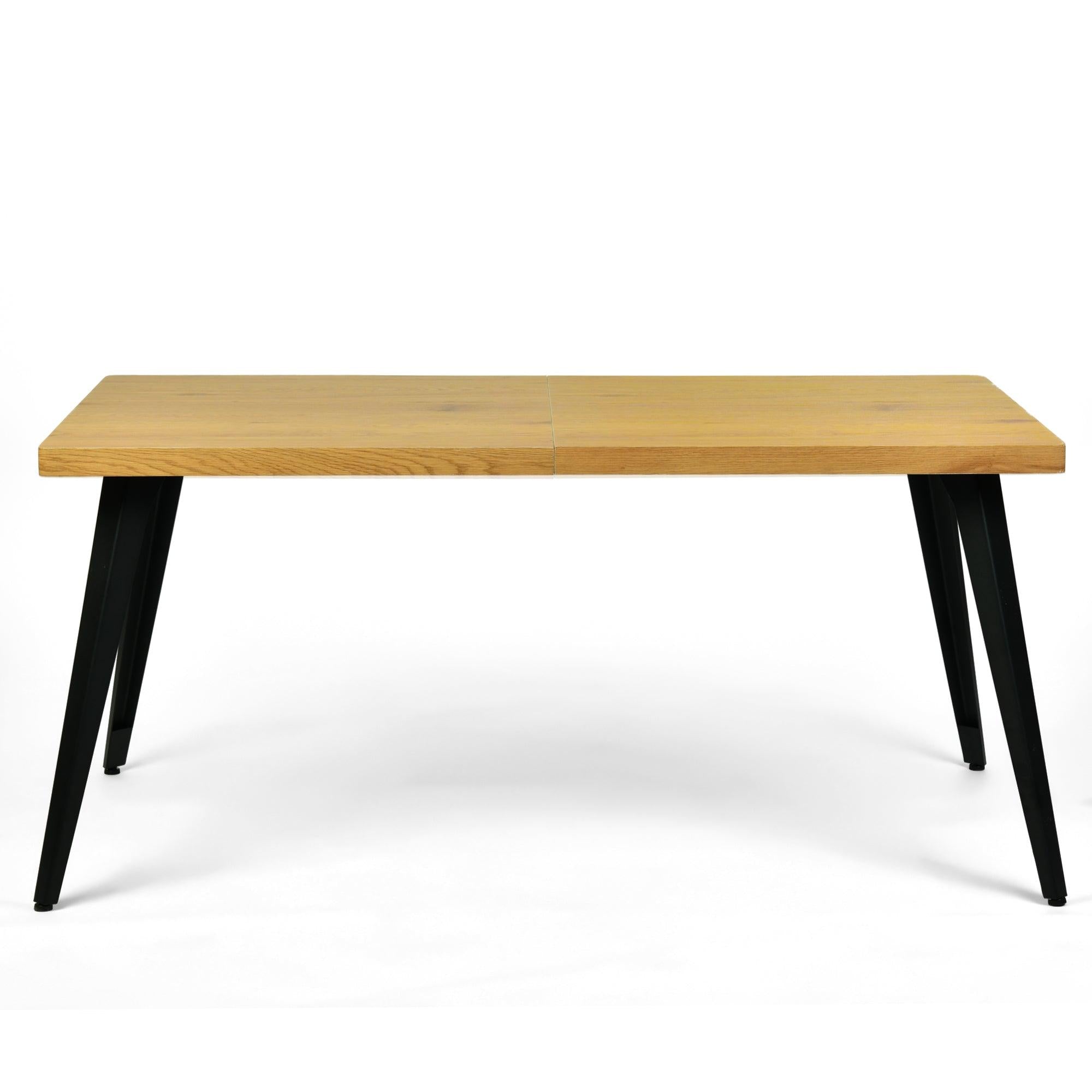 63" Natural And Black Wood And Iron Dining Table