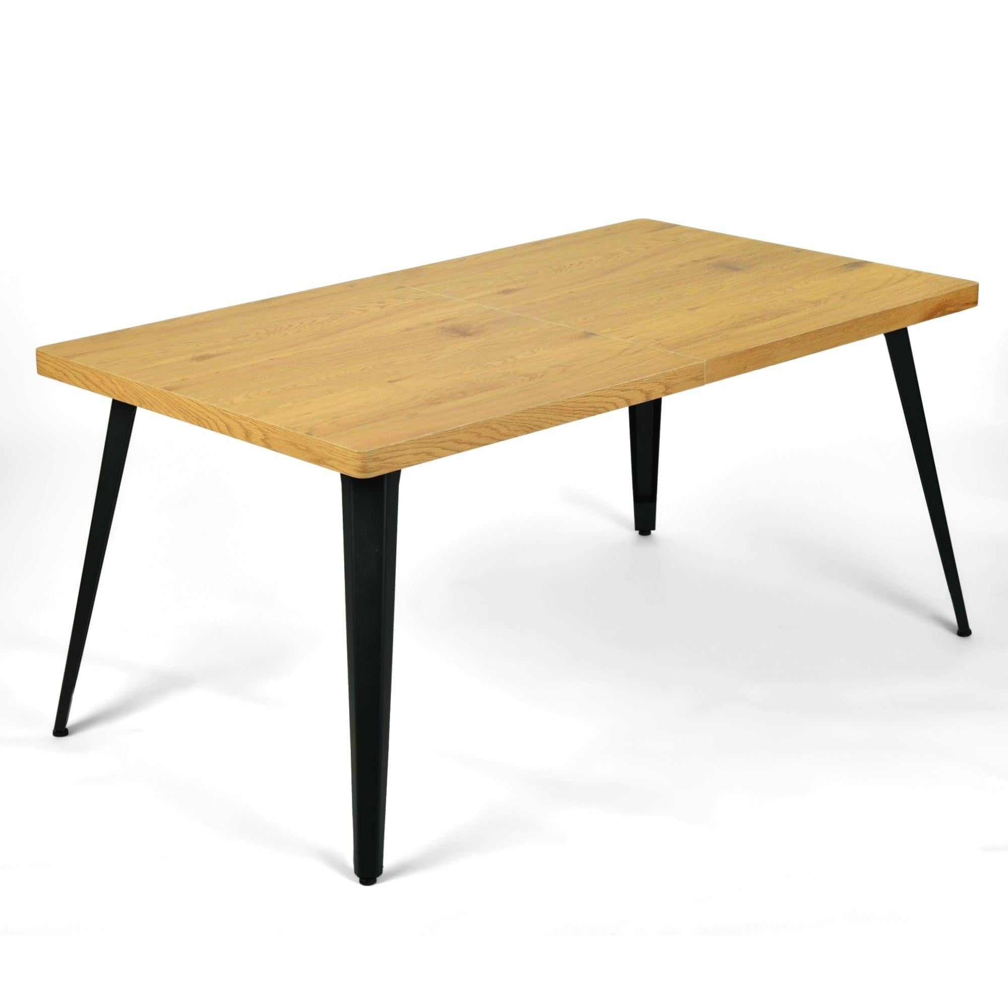 63" Natural And Black Wood And Iron Dining Table