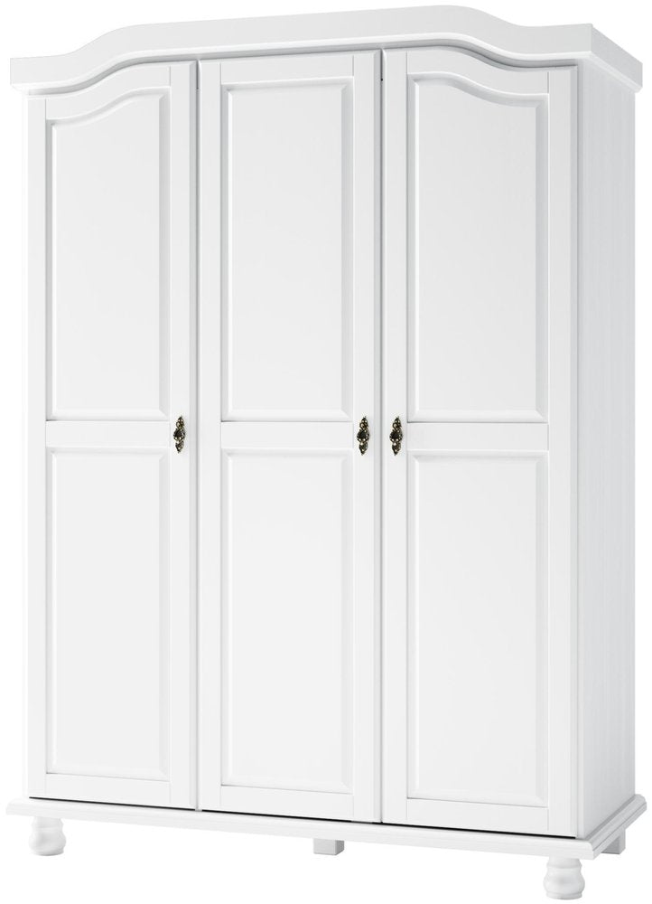 74" White Solid Wood Three Door Combo Dresser
