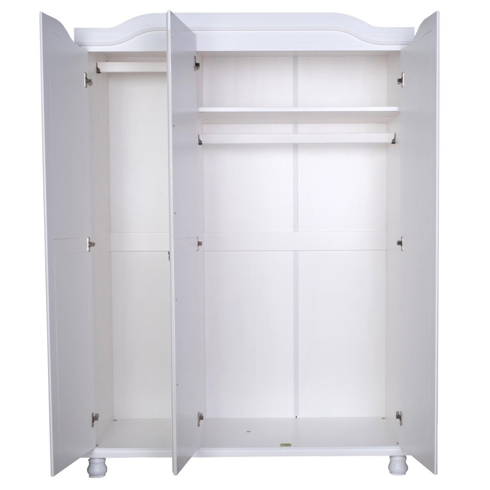 74" White Solid Wood Three Door Combo Dresser