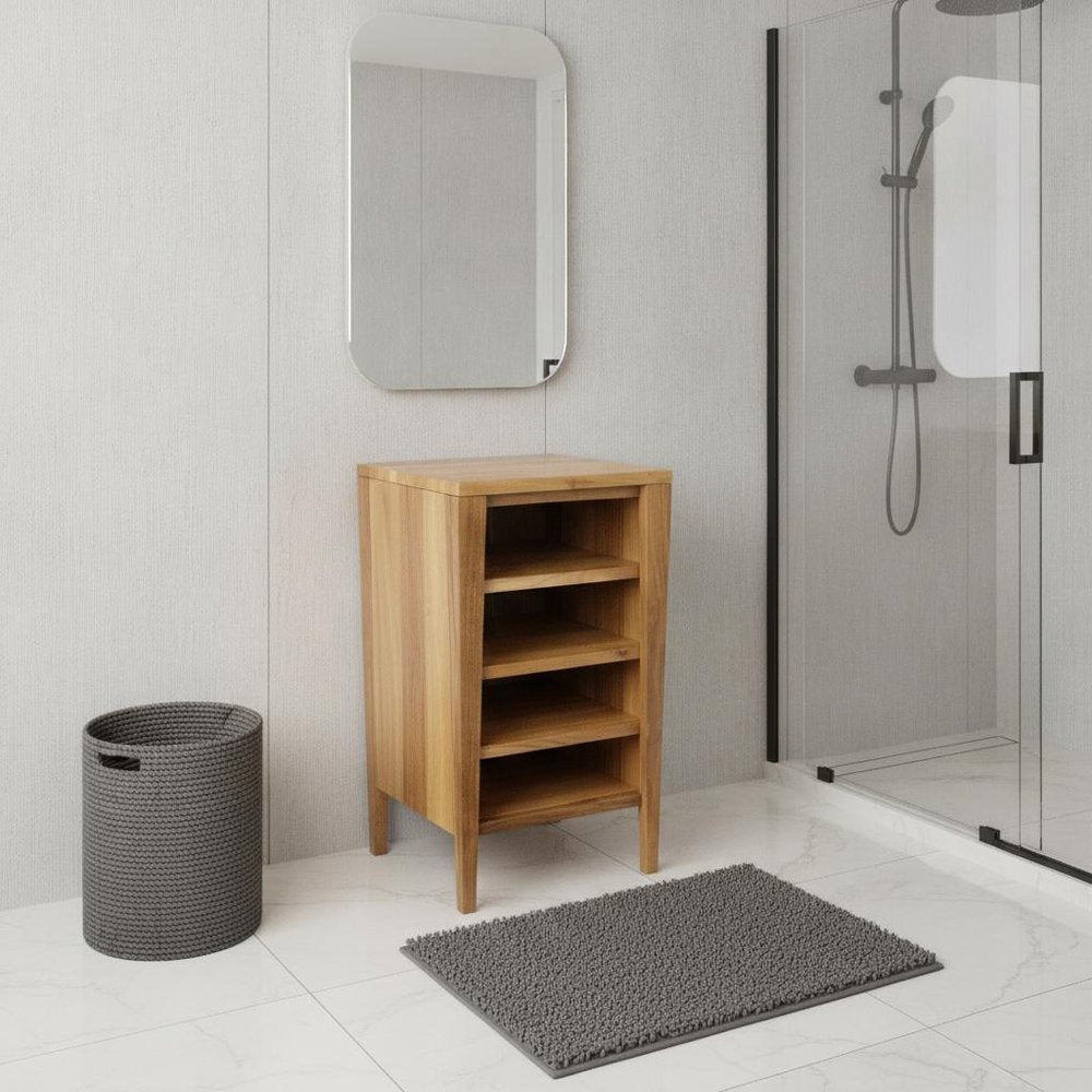 18" Light Brown Solid Wood Freestanding Bathroom Vanity