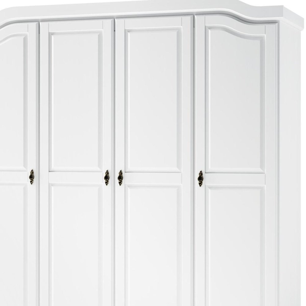 74" White Solid Wood Four Door Combo Dresser