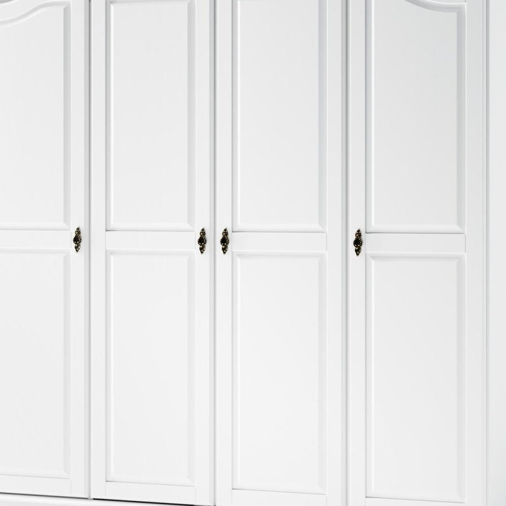 74" White Solid Wood Four Door Combo Dresser