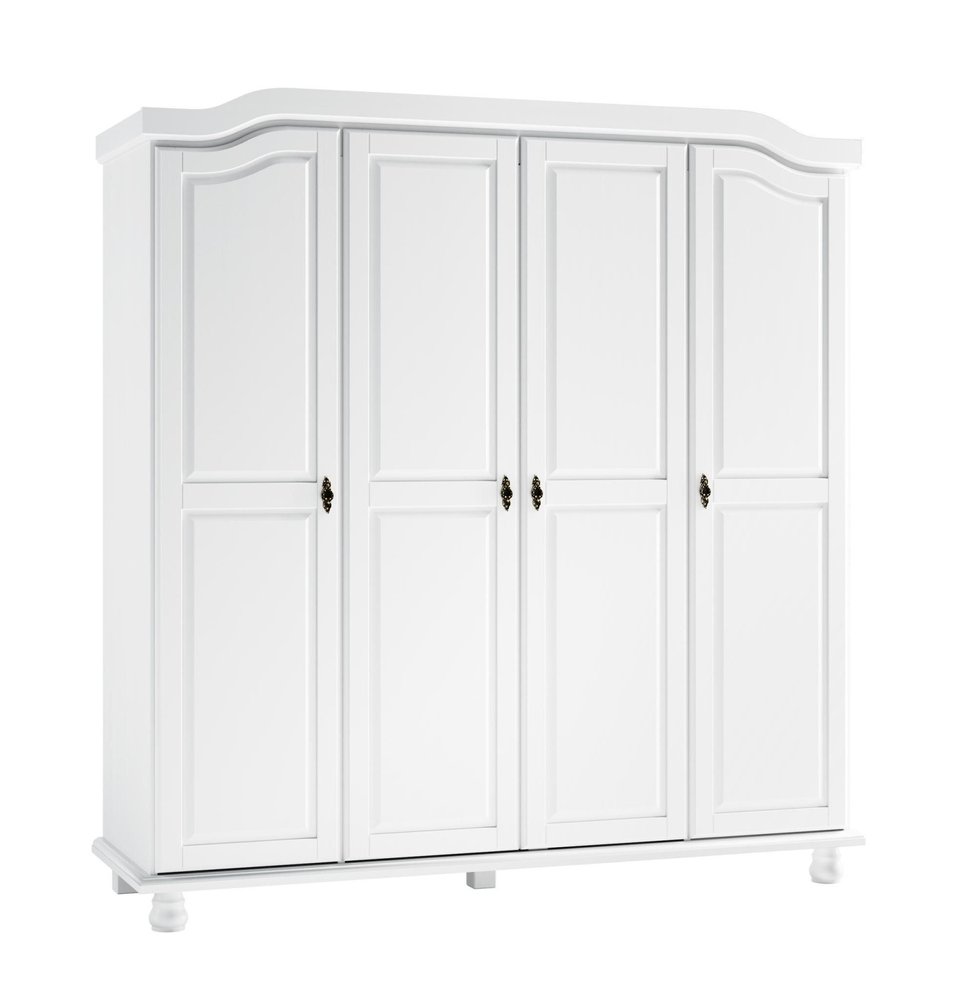 74" White Solid Wood Four Door Combo Dresser