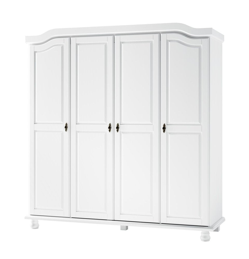 74" White Solid Wood Four Door Combo Dresser