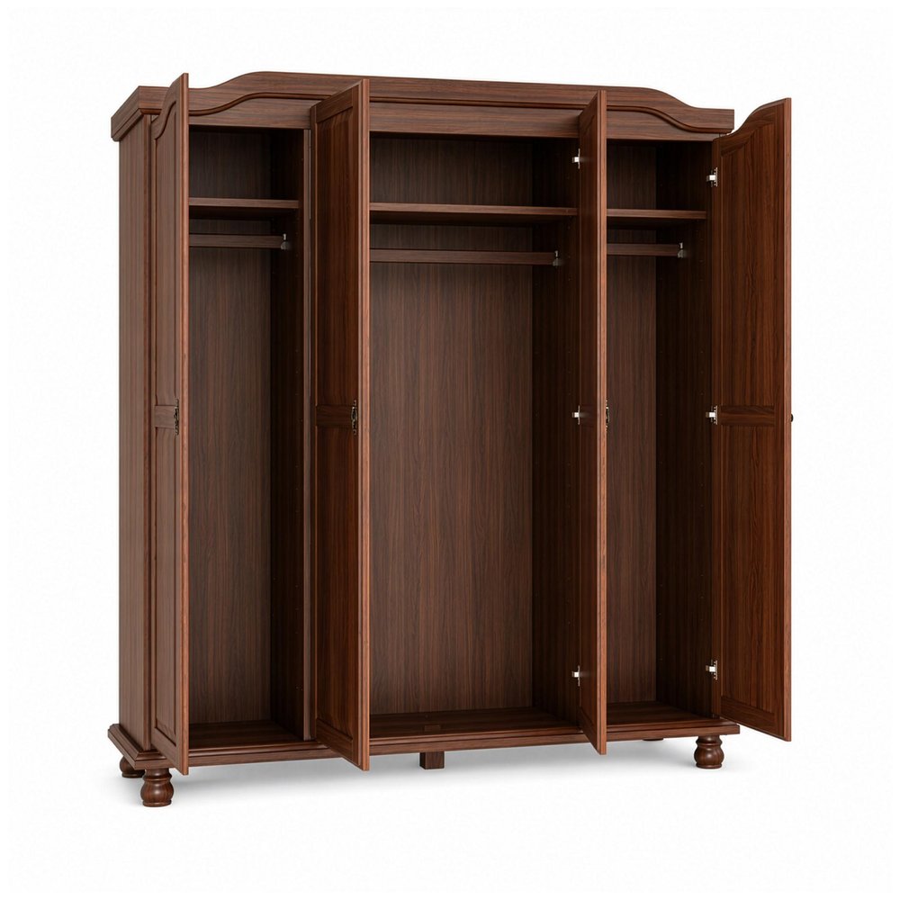 74" White Solid Wood Four Door Combo Dresser