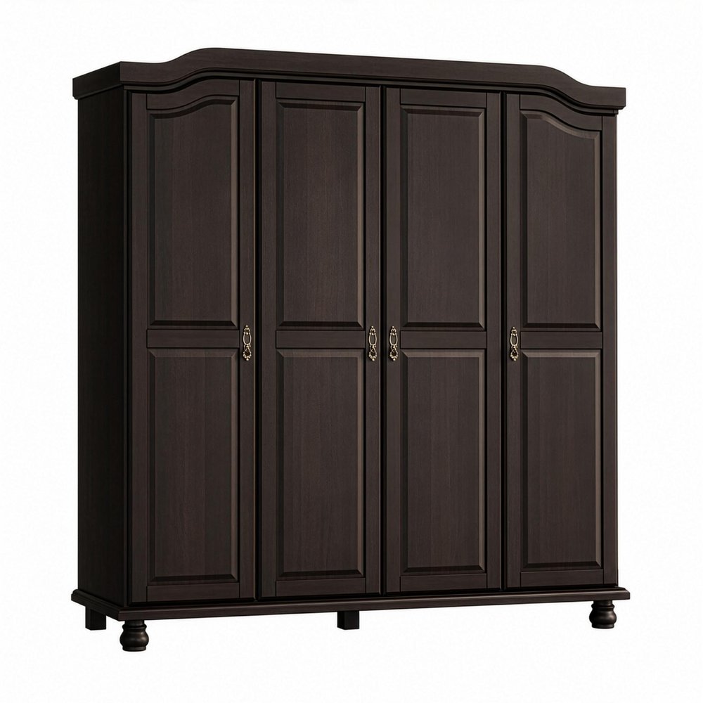74" White Solid Wood Four Door Combo Dresser