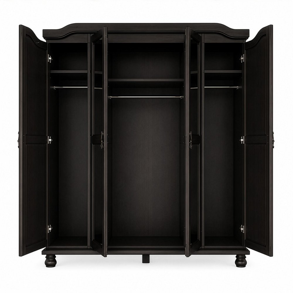 74" White Solid Wood Four Door Combo Dresser
