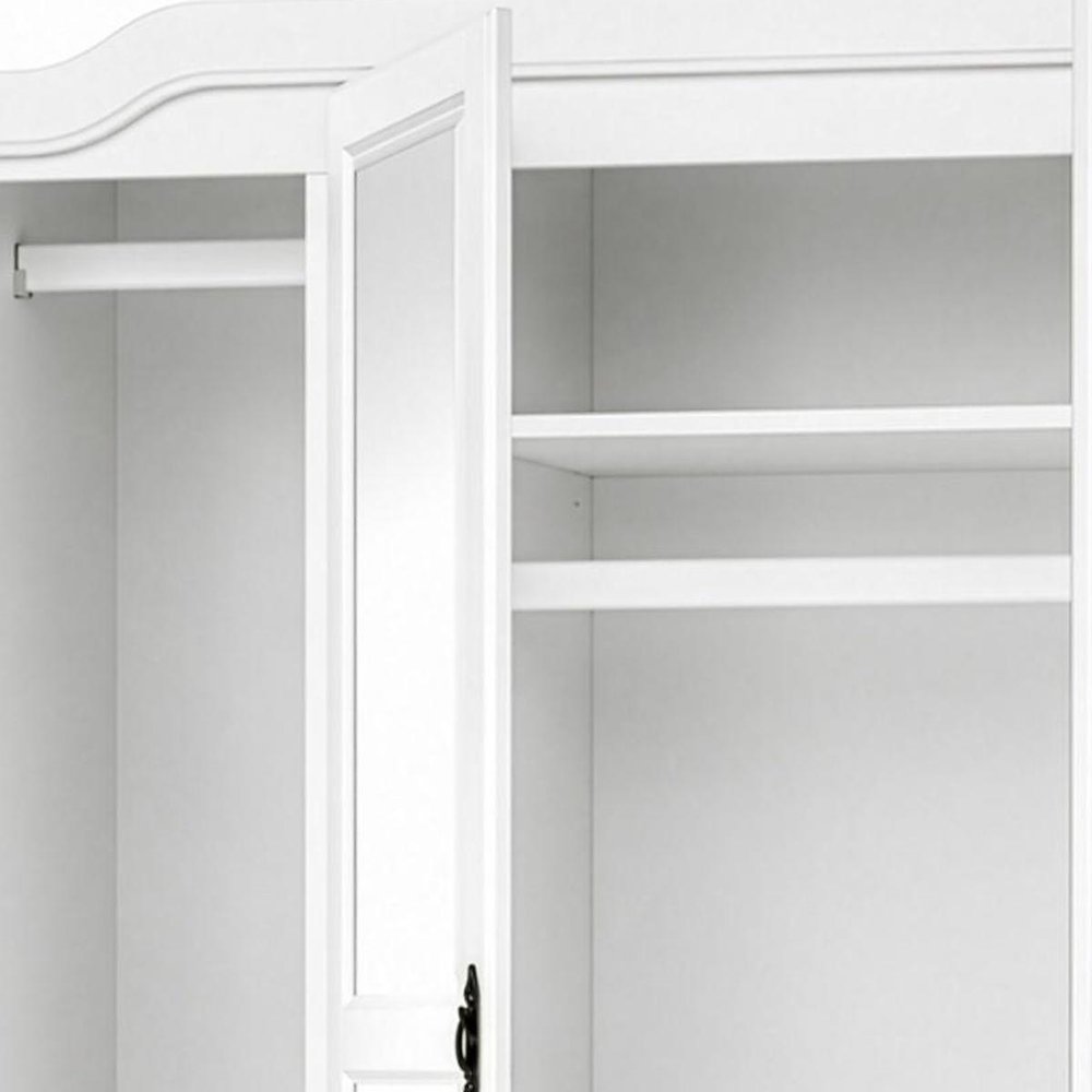 74" White Solid Wood Mirrored Four Door Combo Dresser