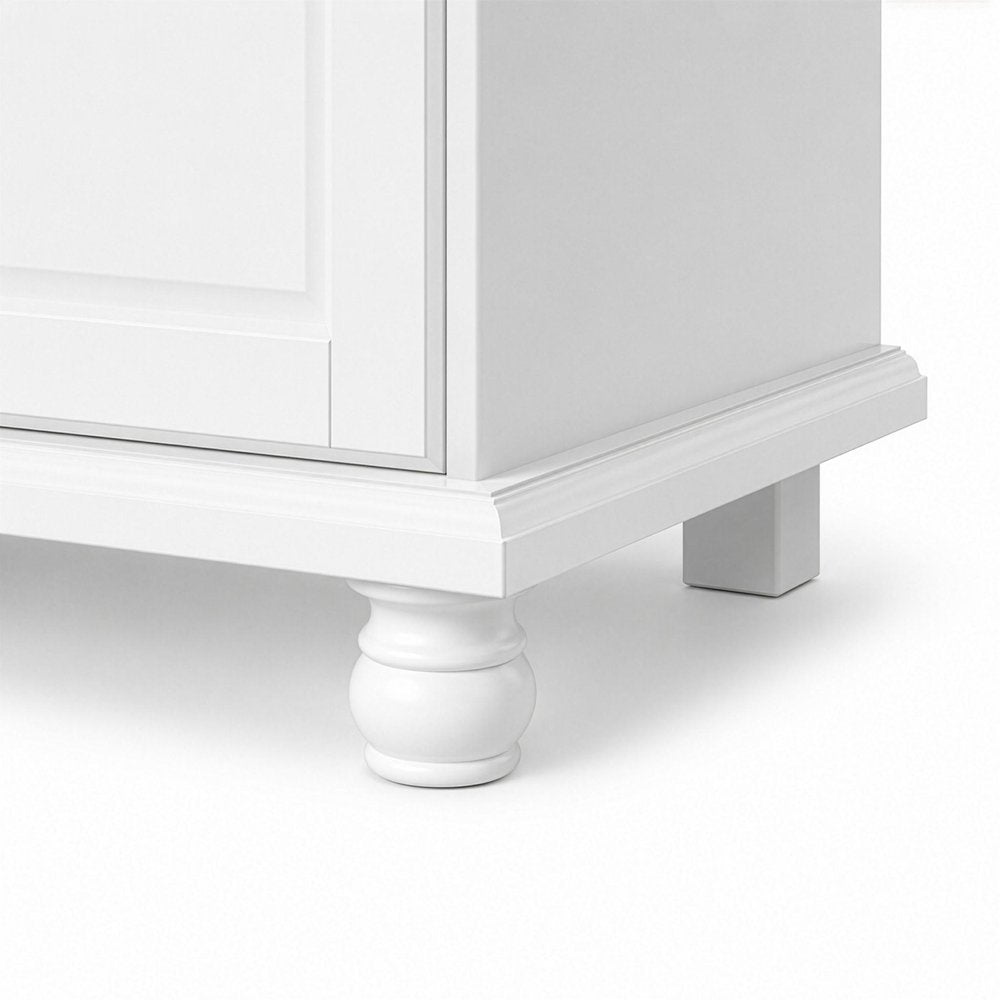 74" White Solid Wood Mirrored Four Door Combo Dresser