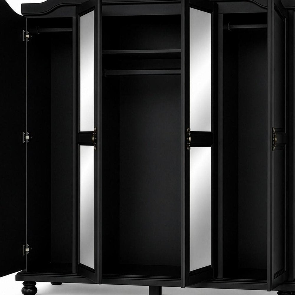 74" White Solid Wood Mirrored Four Door Combo Dresser
