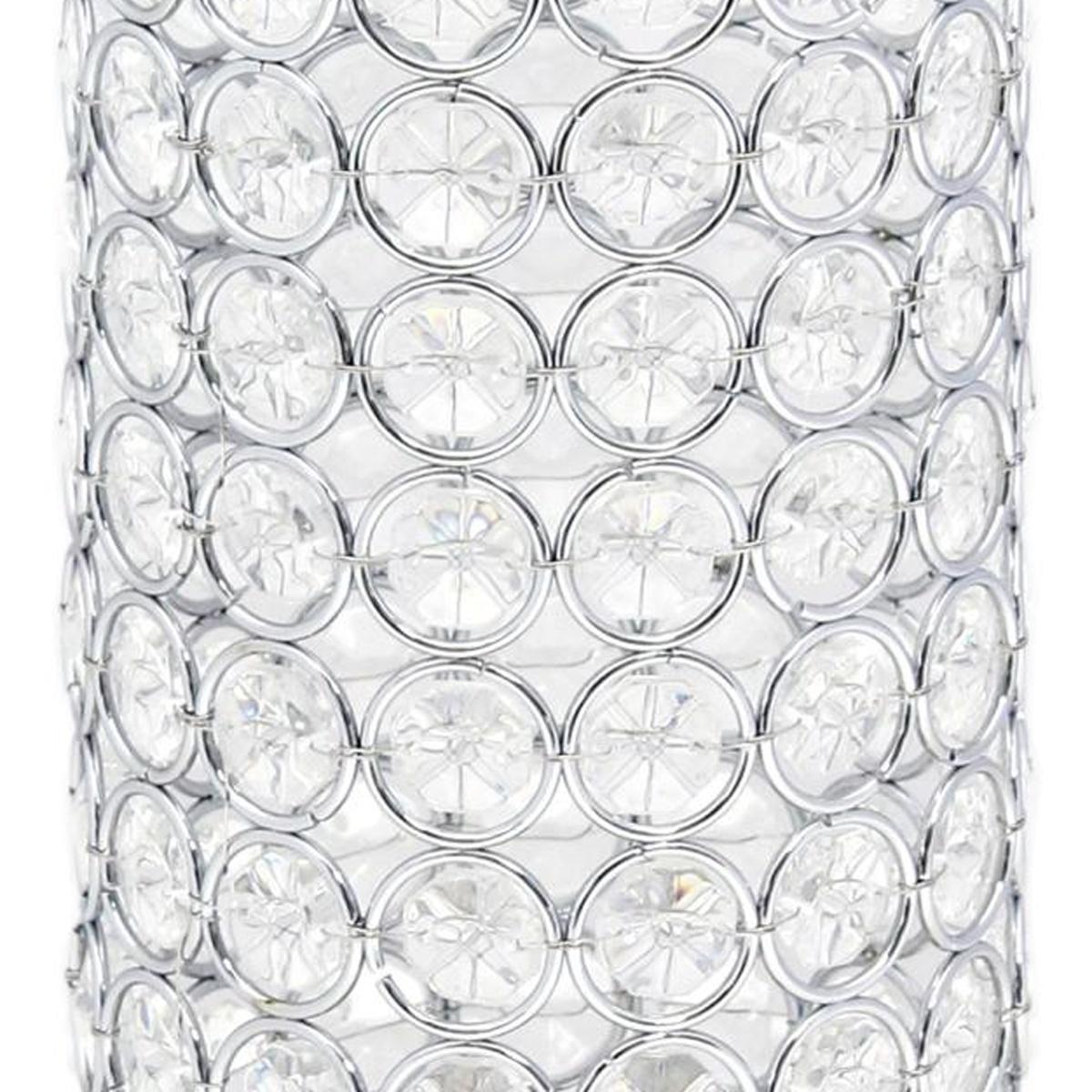 11" Clear And Silver Crystal And Metal Cylinder Table Vase With Faux Crystals