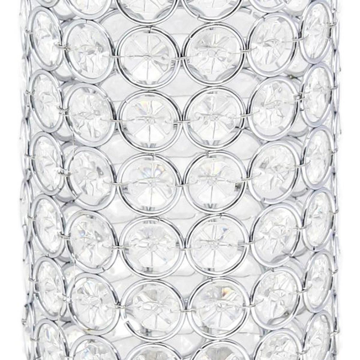 11" Clear And Silver Crystal And Metal Cylinder Table Vase With Faux Crystals