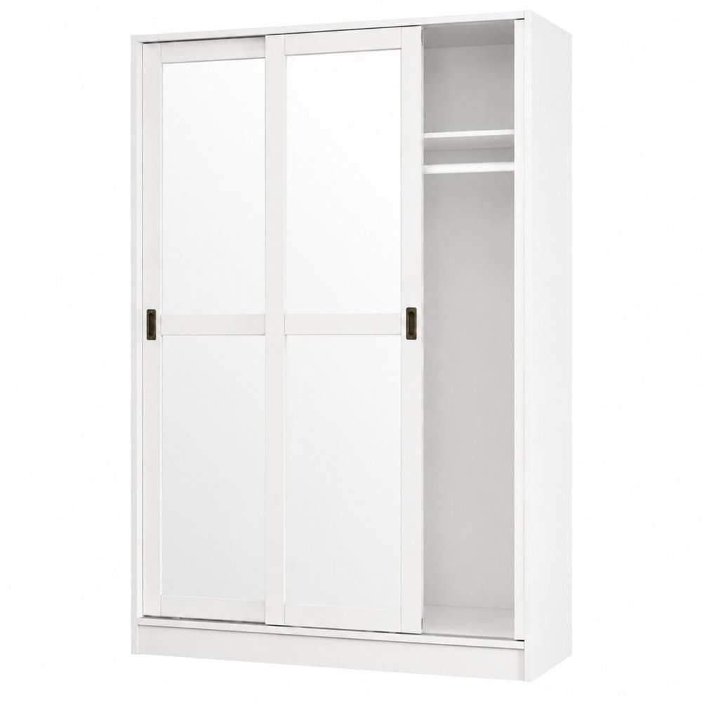 72" White Solid Wood Mirrored Two Door Combo Dresser