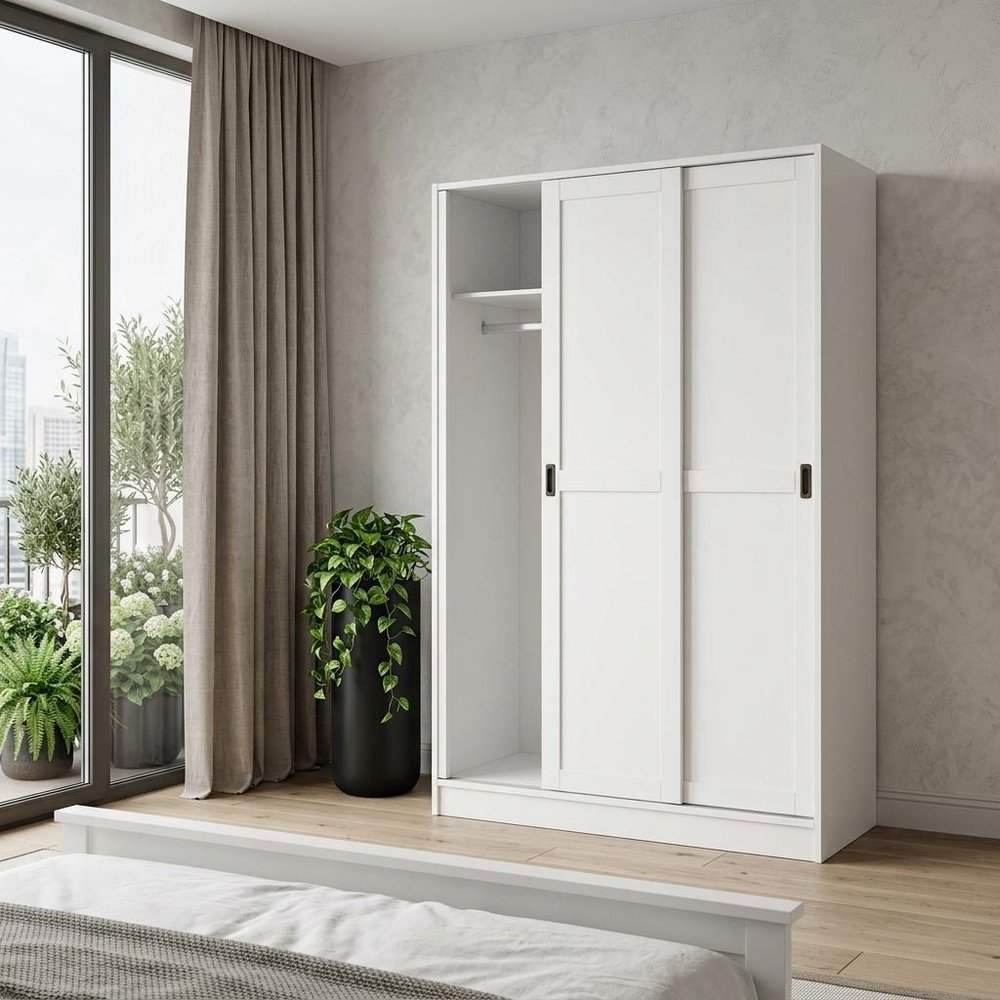 72" White Solid Wood Mirrored Two Door Combo Dresser