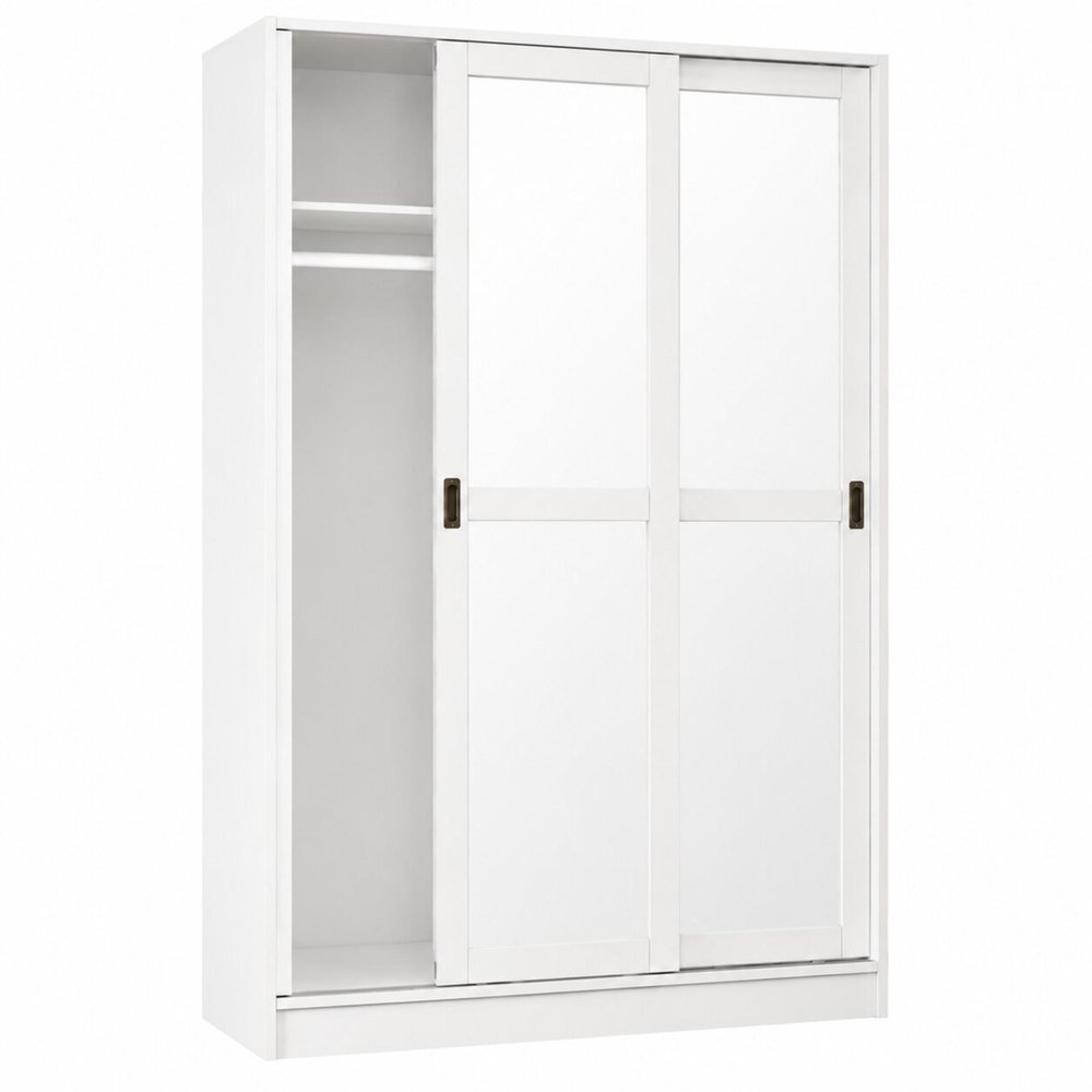 72" White Solid Wood Mirrored Two Door Combo Dresser