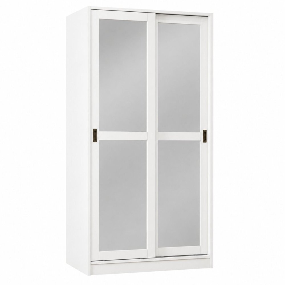 72" White Solid Wood Mirrored Two Door Combo Dresser