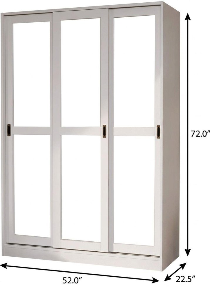 72" White Solid Wood Mirrored Two Door Combo Dresser