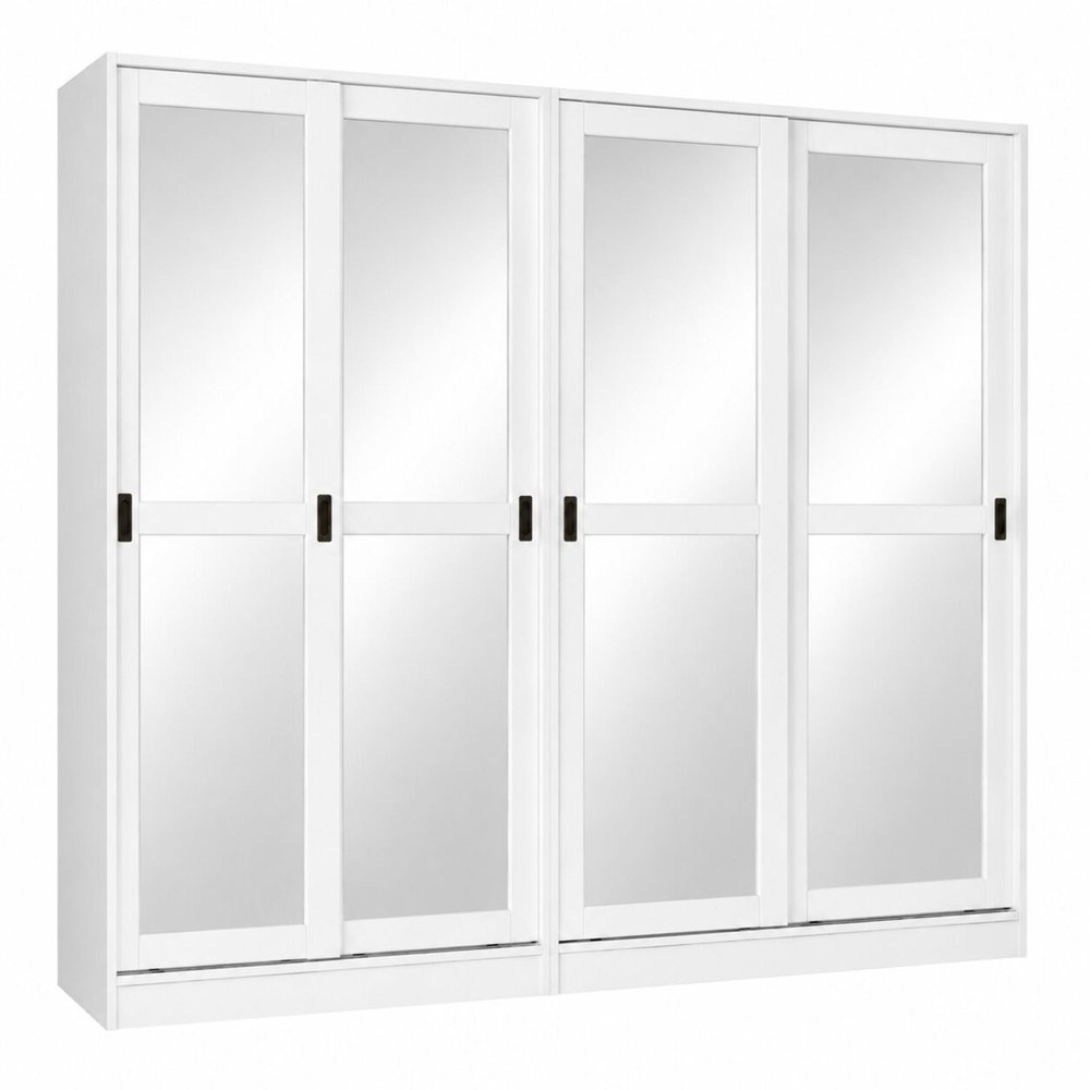 72" White Solid Wood Mirrored Five Door Combo Dresser