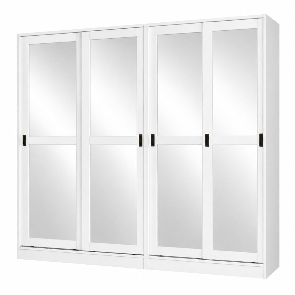 72" White Solid Wood Mirrored Five Door Combo Dresser