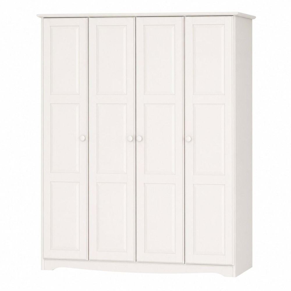 72" White Solid Wood Four Door Combo Dresser